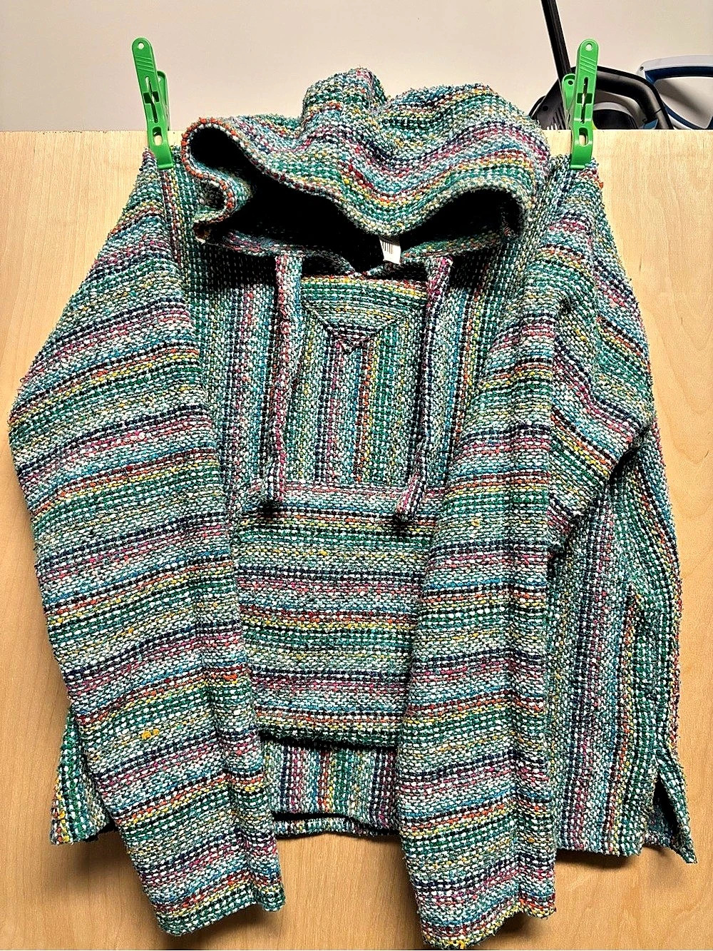Striped Hooded Jacket in Green Size Small
